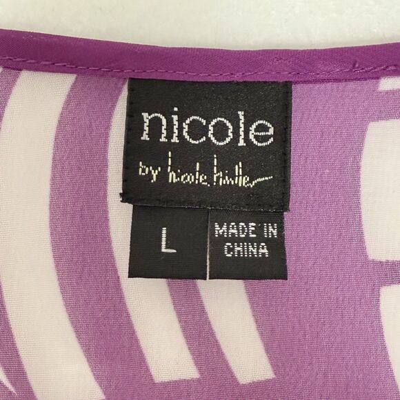 Nicole by Nicole Miller Women’s Sheer Printed Swim Coverup Top Size Large - Picture 2 of 9